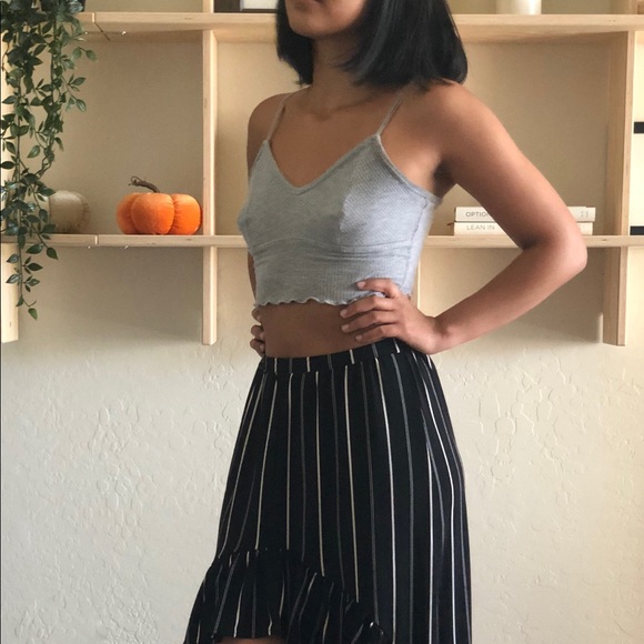 Black & White Striped High-Low Skirt - Picture 3 of 6